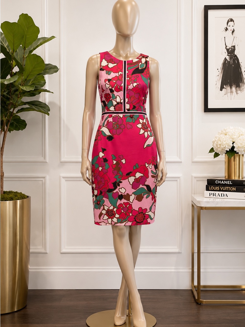 Ted Baker Marloww Pinata Vibrant Floral Sheath Dress Buckle Back Ted Sz 3 US 6-8